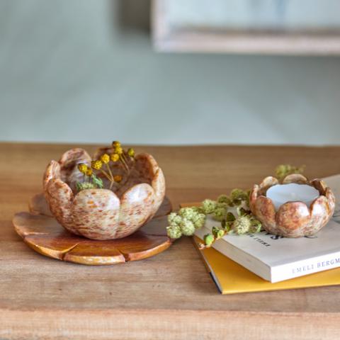 Reiko Votive, Brown, Marble