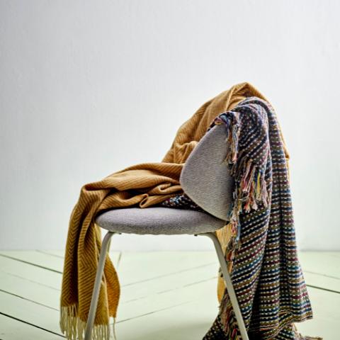 Lazzario Plaid, Blå, Genanvendt Bomuld