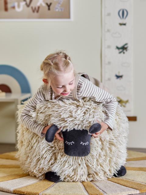 Dolly Pouf, White, Wool