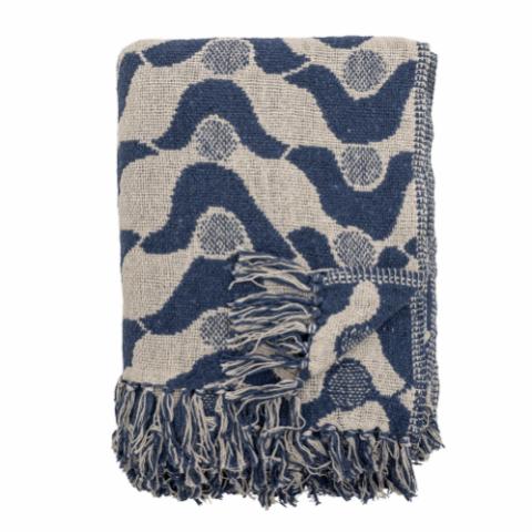 Santena Plaid, Bleu, Coton recyclé
