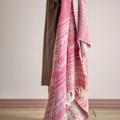 Oia Plaid, Rød, Genanvendt Bomuld