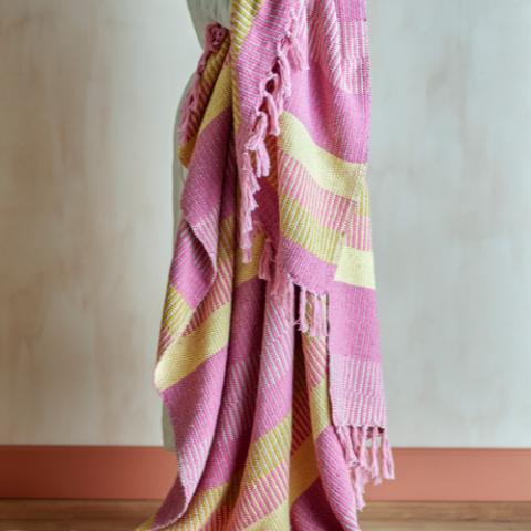 Isnel Plaid, Rose, Coton recyclé