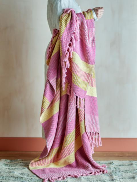 Isnel Plaid, Rose, Coton recyclé