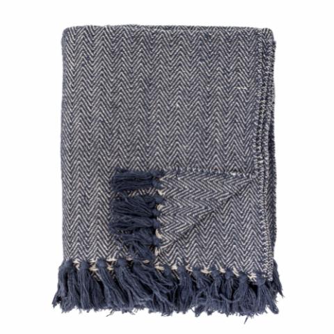 Herringbone Throw, Blue, Recycled Cotton