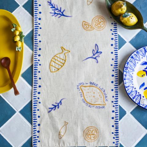Maxima Table Runner, Blue, Cotton OEKO-TEX®