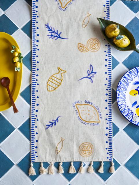 Maxima Table Runner, Blue, Cotton OEKO-TEX®
