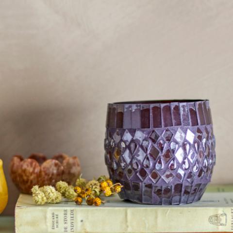 Evaline Fyrfadsstage, Brun, Genanvendt Glas