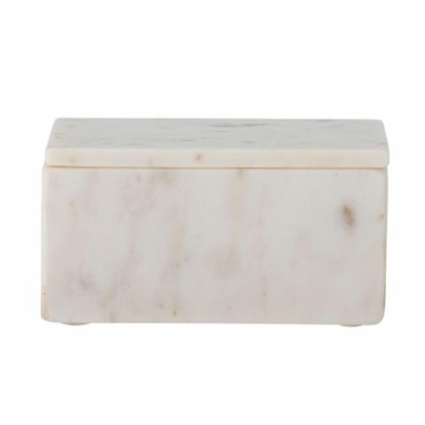 Hasel Box mit Deckel, Weiß, Marmor