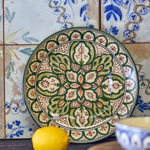 Karlie Plate, Green, Stoneware