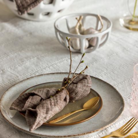 Sandrine Ensemble de Vaiselle, Nature, Grès