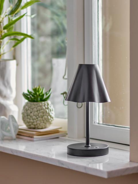 Lianna Portable Lampe, Genopladelig, Sort, Metal