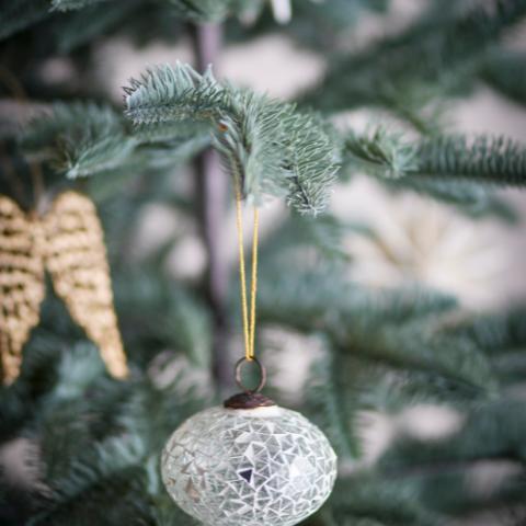 Nadine Ornament, White, Glass