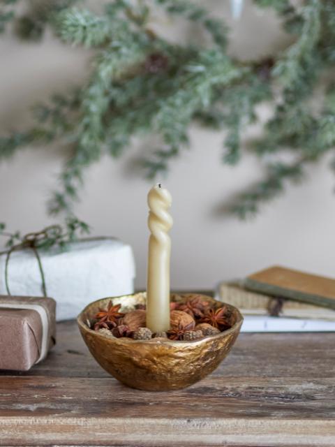 Nataline Candle Holder, Gold, Aluminum
