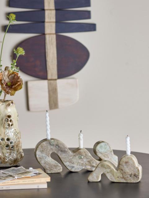 Liabella Candle Holder, Grey, Marble
