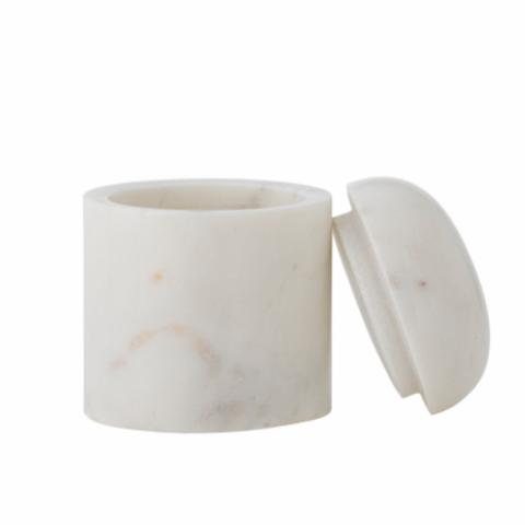 Lira Jar w/Lid, White, Marble