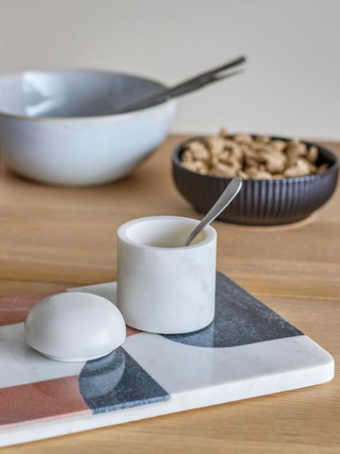 Lira Jar w/Lid, White, Marble