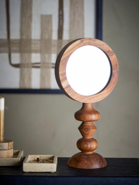 Malukka Miroir de table, Marron, Acacia