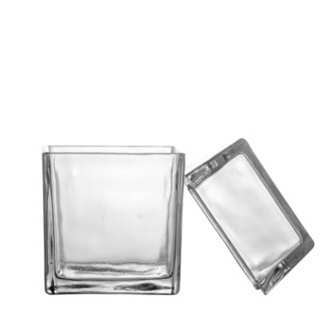 Elius Jar w/Lid, Clear, Recycled Glass