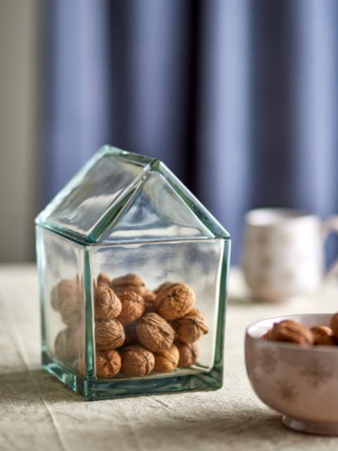 Elius Jar w/Lid, Clear, Recycled Glass