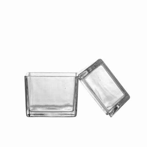 Elius Jar w/Lid, Clear, Recycled Glass