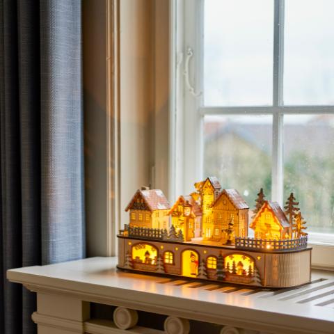 Norwich Deko m/lys, Natur, Krydsfiner