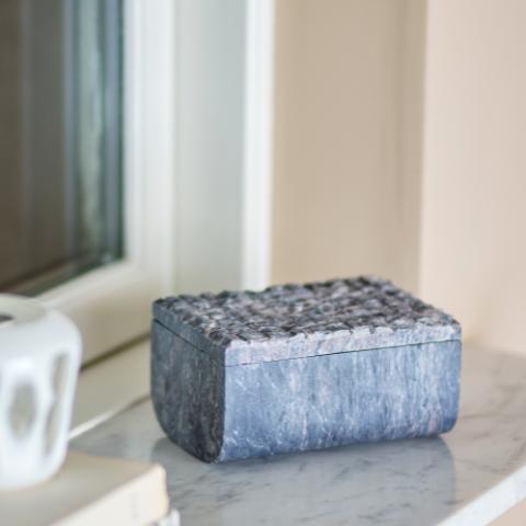 Nubia Boîte avec couvercle, Gris, Pierre ollaire