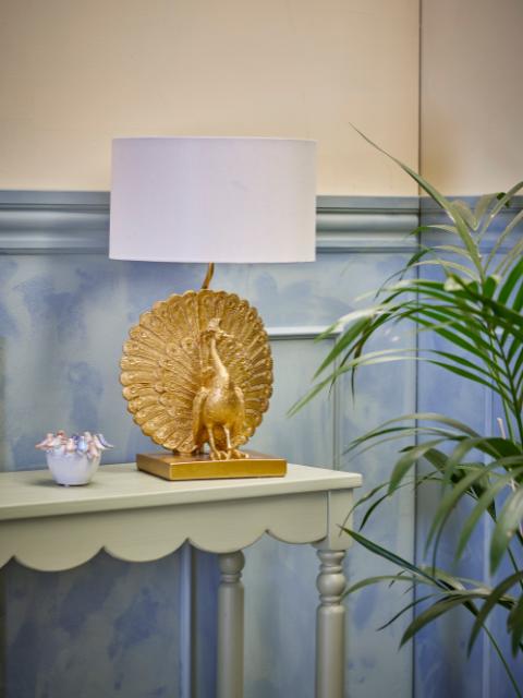 Peacock Bordlampe, Guld, Polyresin