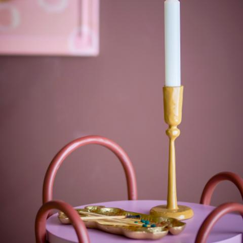 Eber Candle Holder, Yellow, Metal