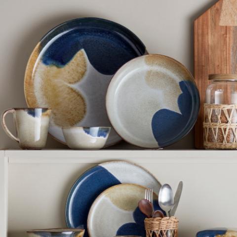 Jules Ensemble de Vaiselle, Bleu, Grès