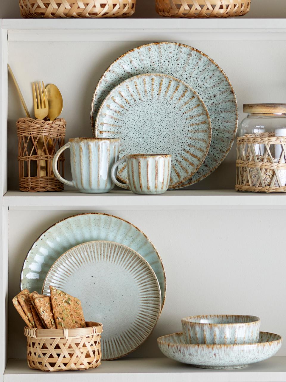Fleur Geschirrset, Beige, Steingut