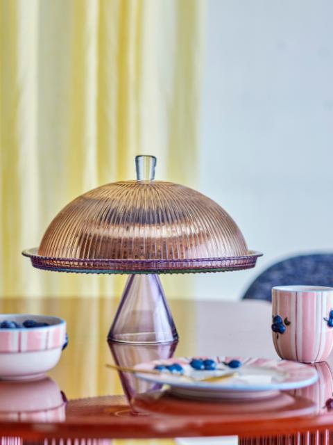 Tayo Cake Tray w/Dome, Multi, Glass