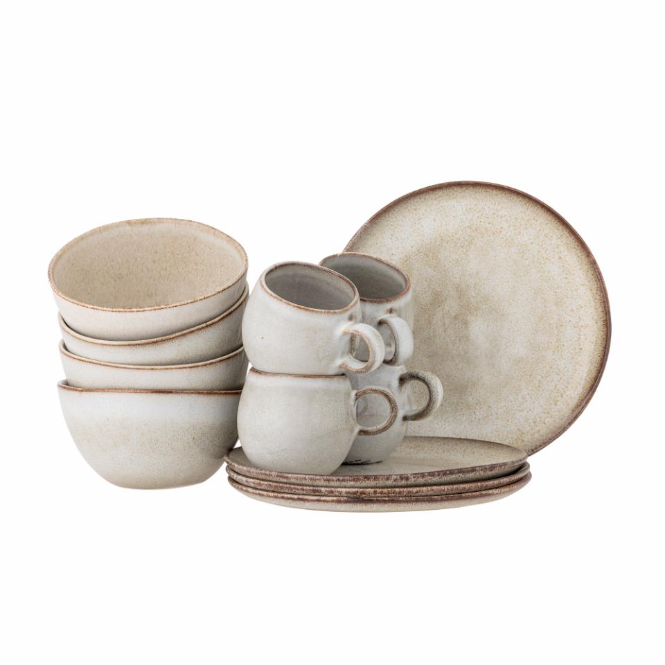 Sandrine Frühstück Set, Beige, Steingut