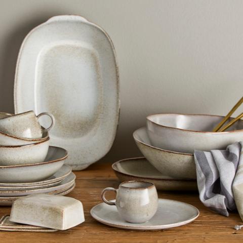 Sandrine Ensemble de petit déjuner, Nature, Grès