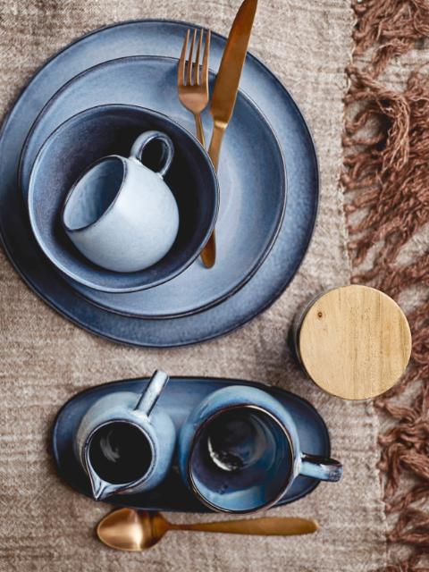 Sandrine Breakfast Set, Blue, Stoneware