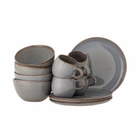 Sandrine Breakfast Set, Grey, Stoneware