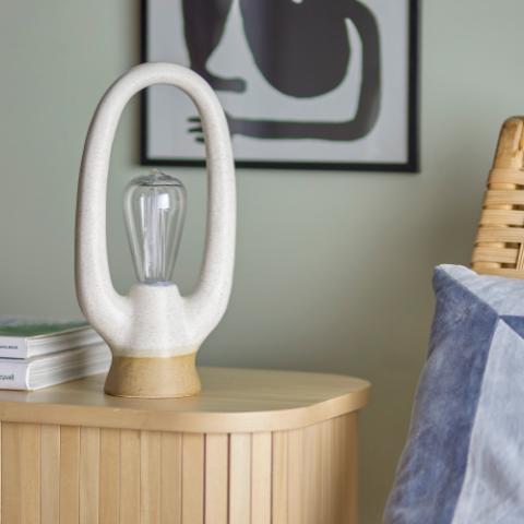 Latifa Portable Lampe, Batterie, Blanc, Grès