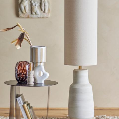 Linetta Floor Lamp, White, Stoneware