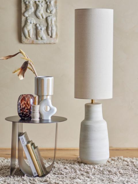 Linetta Floor Lamp, White, Stoneware