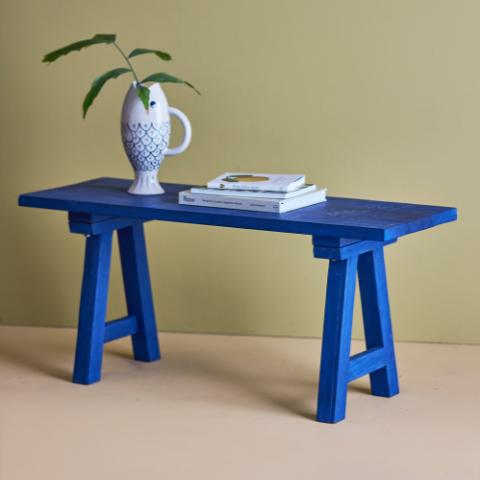 Porir Bench, Blue, Reclaimed Wood