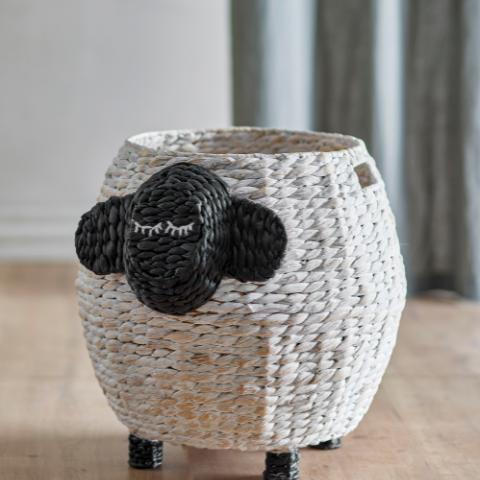 Dolly Basket, White, Water Hyacinth