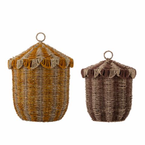 Cikkeline Basket w/Lid, Multi, Seagrass