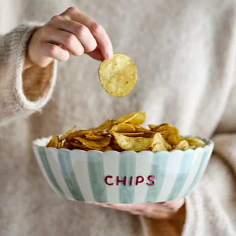 Chip Bowl, Blue, Stoneware