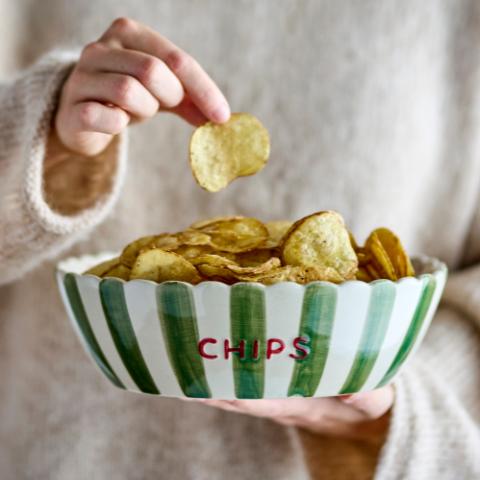 Chip Bowl, Green, Stoneware
