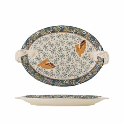 Hezha Serving Tray, Blue, Stoneware