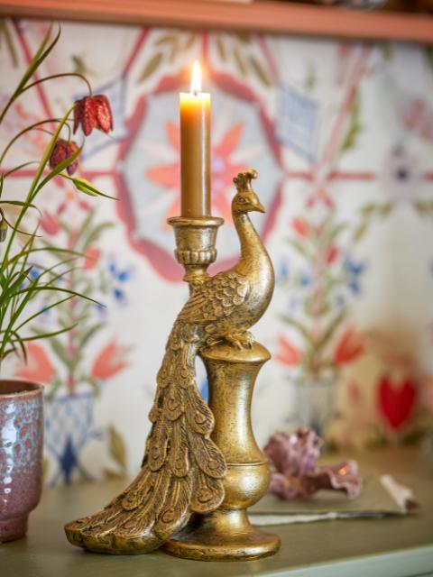 Tausi Candle Holder, Gold, Polyresin