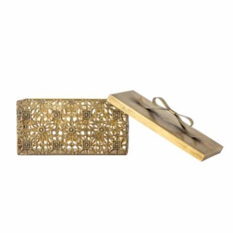 Gretl Boîte avec couvercle, Or, Métal