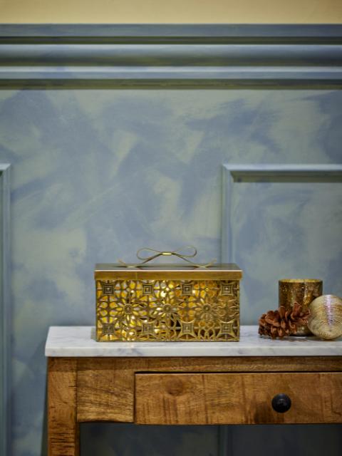 Gretl Box mit Deckel, Gold, Metall