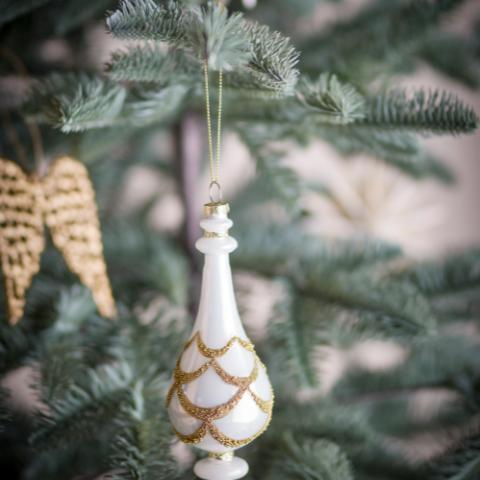 Hisar Ornament, White, Glass