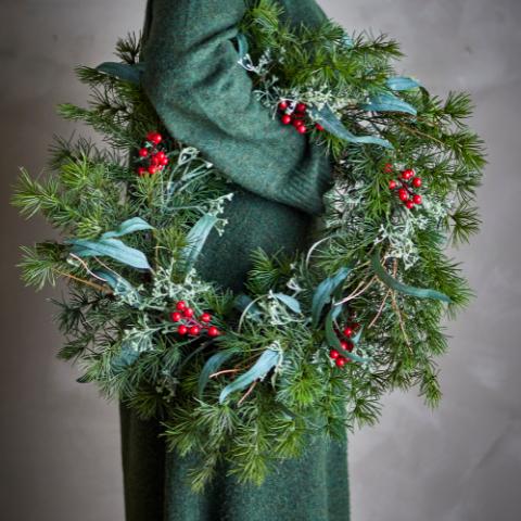Pine Wreath, Green, Artificial Flowers