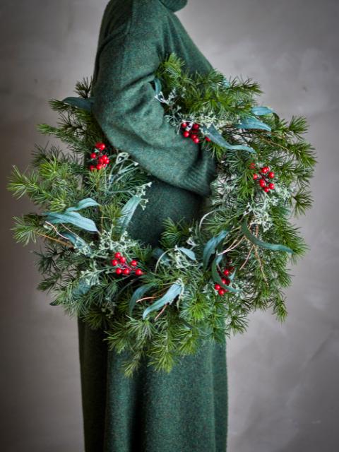 Pine Wreath, Green, Artificial Flowers